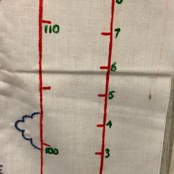 Vintage Hand-Crafted Embroidered & Cross Stitch Height Chart - Clown & Balloons - Picture 9 of 10